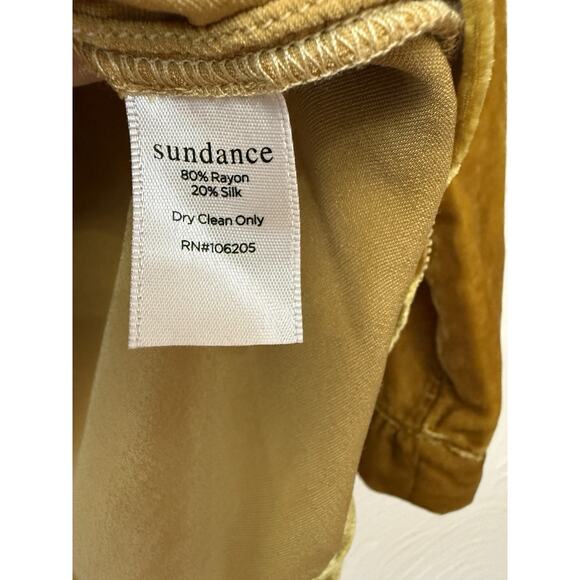 Sundance Velvet Silk Blend Tunic Top XS Gold Mustard Long Sleeve Boho Luxe - Picture 6 of 7